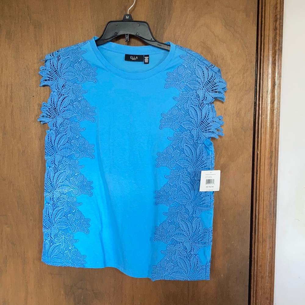 Ella top floral crochet like detail top casual office boho summer spring M